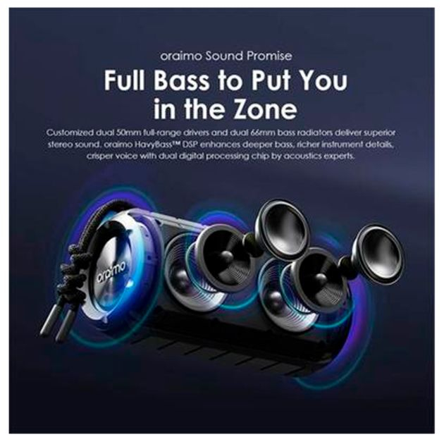 baffle-portatif---oraimo-obs-53d---bluetooth-v5.3---environ-07-heures-de-lecture---ipx5---puissance-6w*2