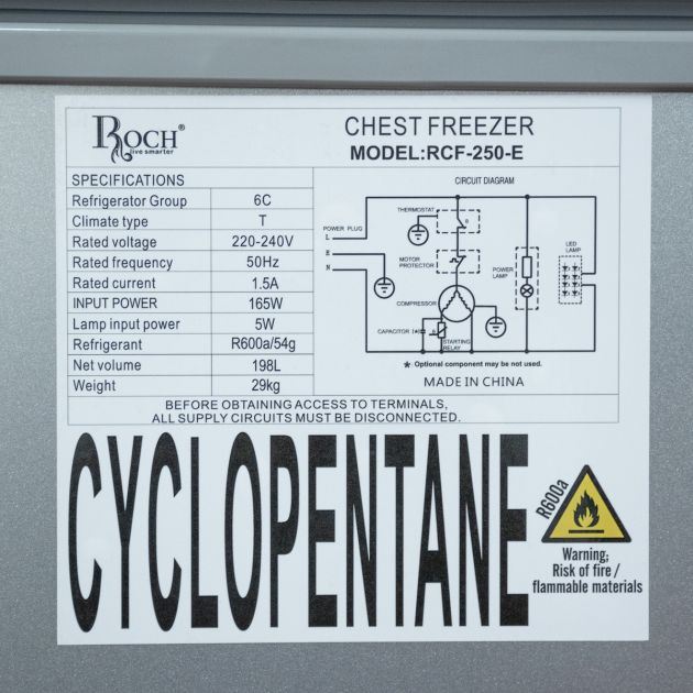congélateur-coffre---roch---rcf-250-e---Économique---198-litres---gel-rapide---r600a---gris---garantie-6-mois