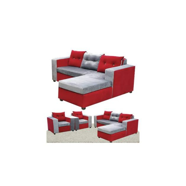 salon-d'angle-moderne-+-2-fauteuils---05-places---velours---rouge/gris