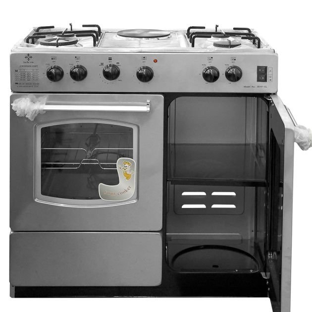 cuisinière-4-feux-+-une-plaque-chaufante---belle-vie---50-x-90-cm---gris---avec-port-bouteille-à-gaz---garantie-de-6-mois