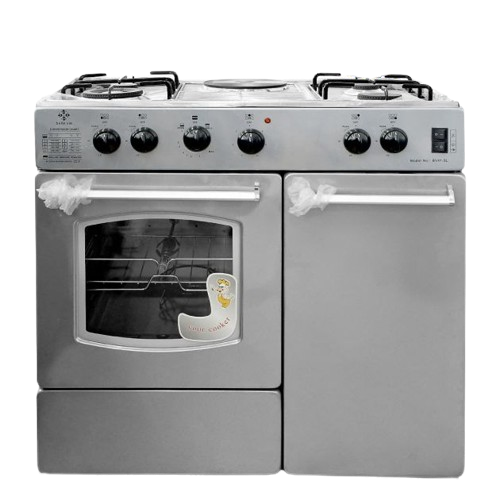 cuisinière-4-feux-+-une-plaque-chaufante---belle-vie---50-x-90-cm---gris---avec-port-bouteille-à-gaz---garantie-de-6-mois