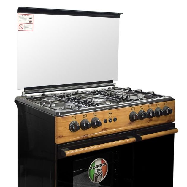 cuisinière-à-gaz-belle-vie---5-feux---port-bouteille-à-gaz---60-x-90-cm---bois/noir---garantie-de-6-mois