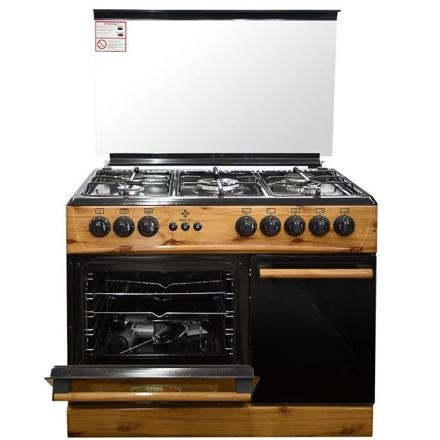 cuisinière-à-gaz-belle-vie---5-feux---port-bouteille-à-gaz---60-x-90-cm---bois/noir---garantie-de-6-mois