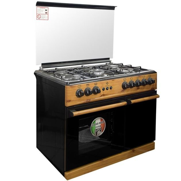 cuisinière-à-gaz-belle-vie---5-feux---port-bouteille-à-gaz---60-x-90-cm---bois/noir---garantie-de-6-mois