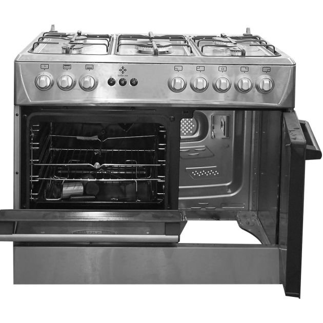 cuisinière-à-gaz---5-feux---belle-vie---60-x-90-cm---port-bouteille-à-gaz---argent---garantie-de-6-mois