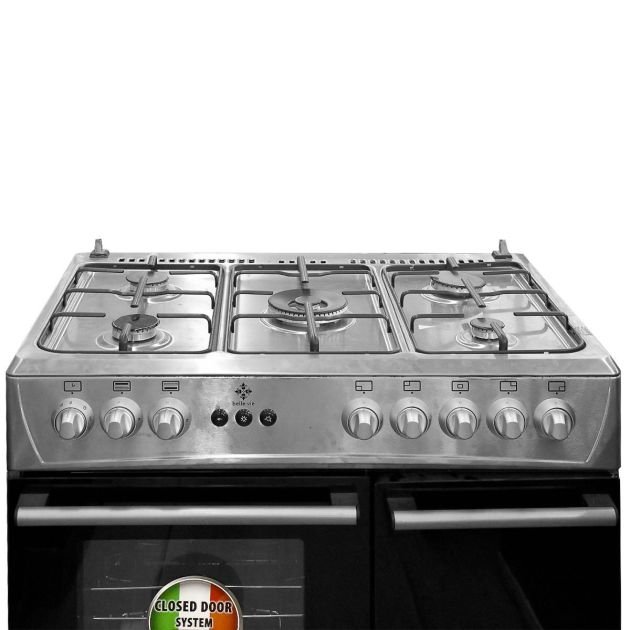 cuisinière-à-gaz---5-feux---belle-vie---60-x-90-cm---port-bouteille-à-gaz---argent---garantie-de-6-mois