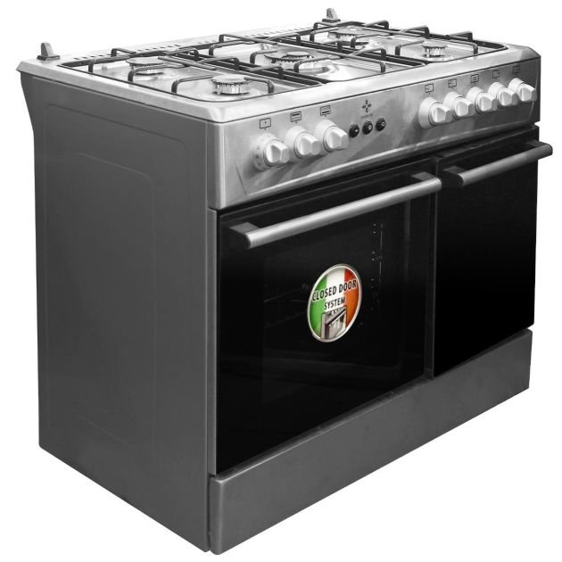 cuisinière-à-gaz---5-feux---belle-vie---60-x-90-cm---port-bouteille-à-gaz---argent---garantie-de-6-mois