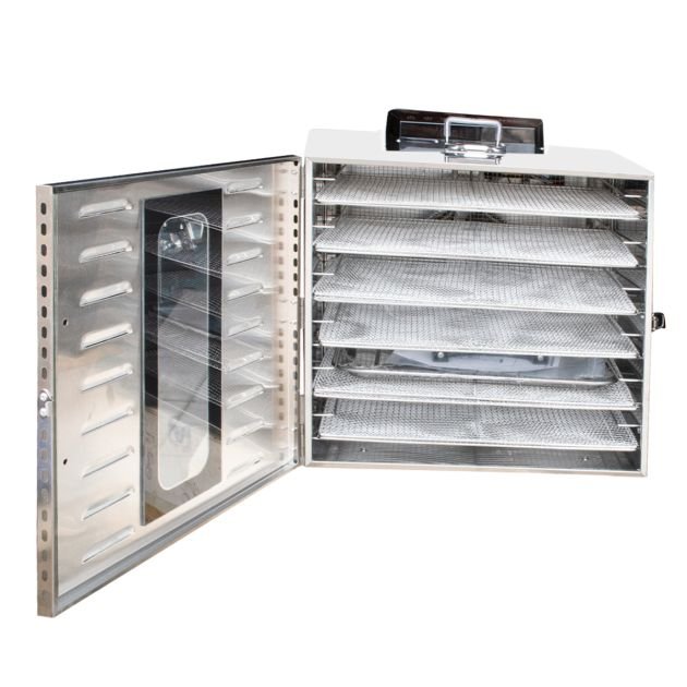 machine-à-déshydrater-les-aliments-(fruits,-légumineuses,-viande,-poisson)---12-plateaux---1000w---inox---garantie-6-mois