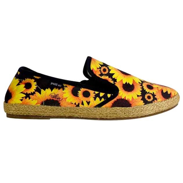 espadrilles-en-tissu---noir-et-jaune