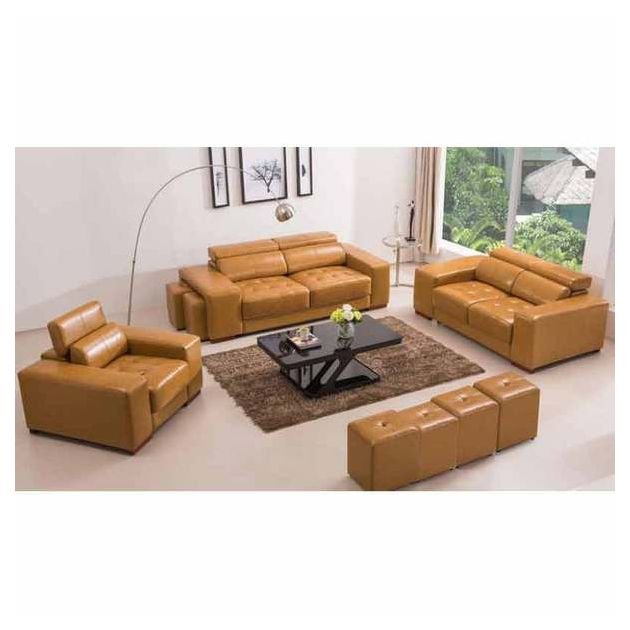 salon-en-cuir-synthétique-viena-+-4-poufs-moderne---6-places---marron/noir/bleu/beige