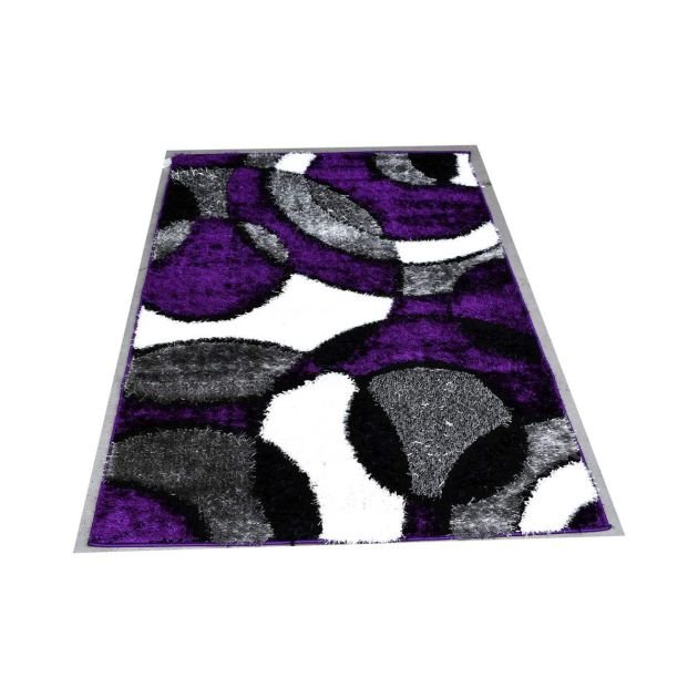 tapis---turkey-shaggy---en-coton---violet/-noir-et-gris