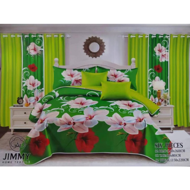 drap---jimmy---ab193---240x260-cm---2-draps---2-taies-d'oreiller-+-2-rideau---3-places---100%-coton---multicolore