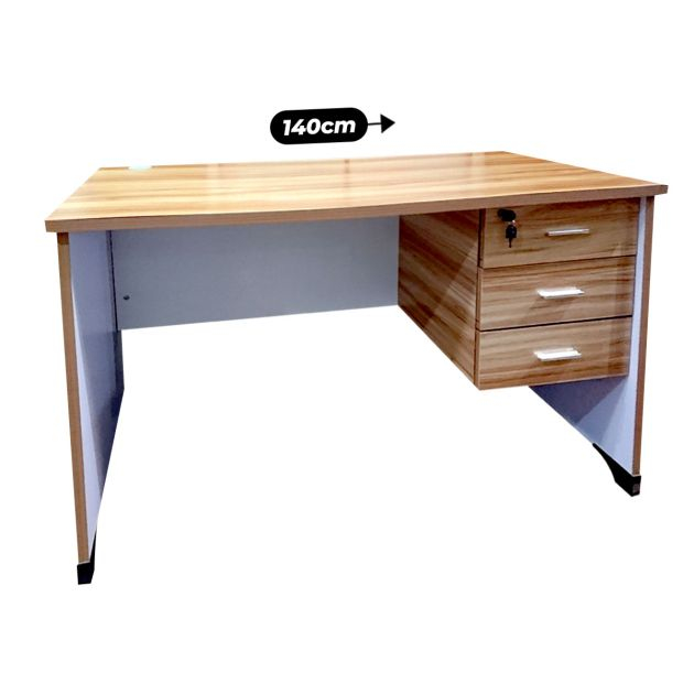 table-de-bureau-à-3-tiroirs-sécurisées---tb-knc033m---140-cm---marron
