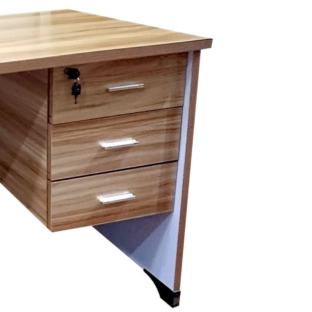 table-de-bureau-à-3-tiroirs-sécurisées---tb-knc033m---140-cm---marron