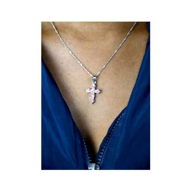 collier-star-fashion-avec-un-pendentif-en-croix---couleur-argent