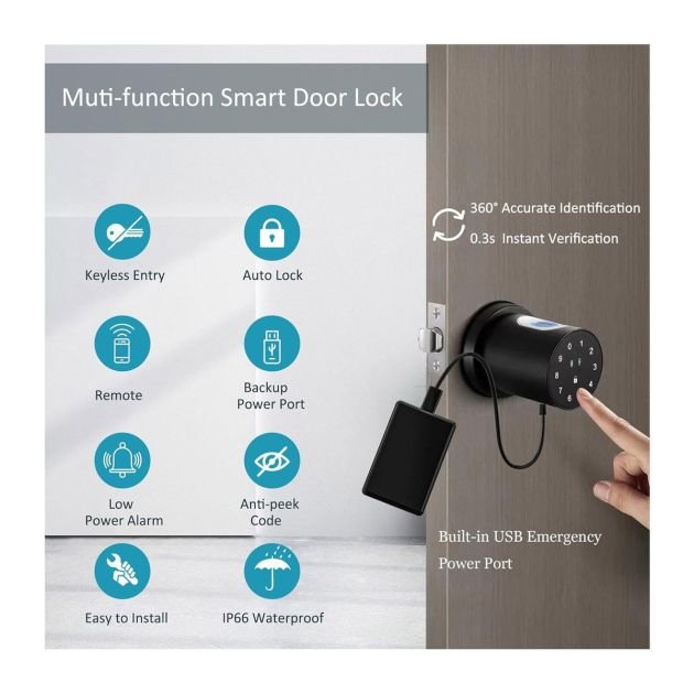 serrure-intelligente-à-empreinte-digitale---bouton-de-porte-à-clavier---serrure-avec-code---6-mois