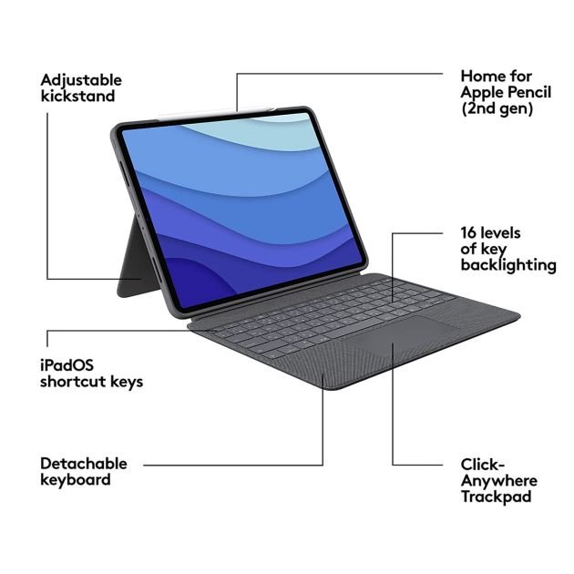 logitech-combo-touch-ipad-pro---12,9"-(5e-gen---2021)-Étui-clavier---clavier-rétroéclairé-détachable---(livraison-5-a-10-jours)