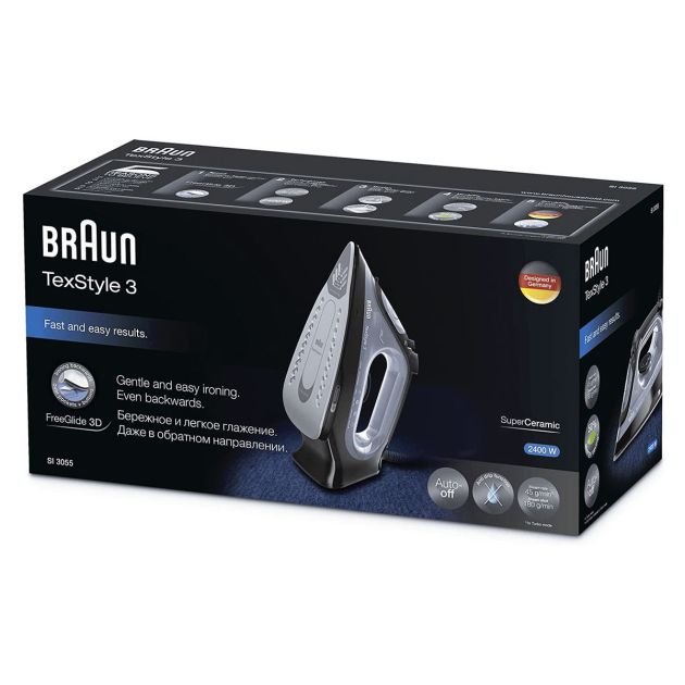 fer-à-repasser-a-vapeur-texstyle-3---braun---si3055bk---2400w---270ml---noir/gris---garantie-3-mois