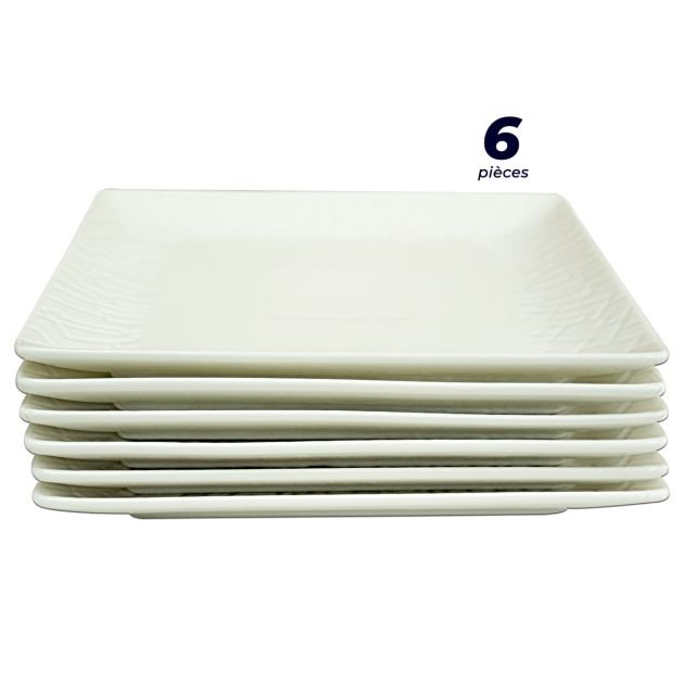 assiettes-en-porcelaine-carré-avec-bord---ensemble-de-6-pièces---kr2401040---blanche