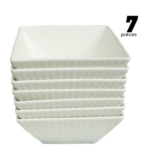 bols-carrés-en-porcelaine---lot-de-7-pièces---kr2401045---blanc