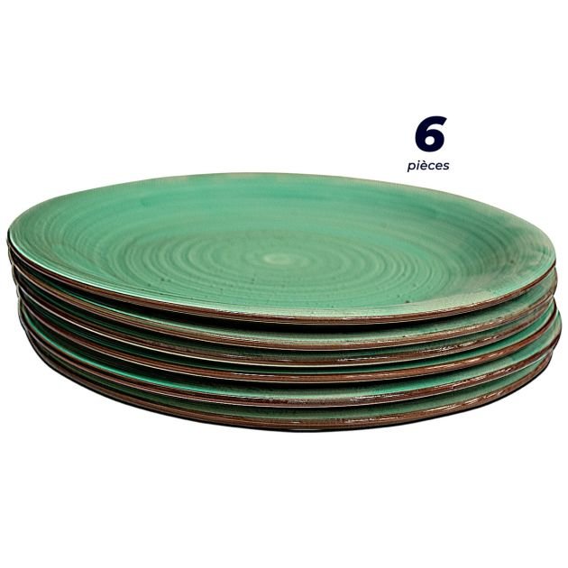 assiettes-rondes---lot-de-6-pièces---assiette-10.5-peinte-à-la-main---vert