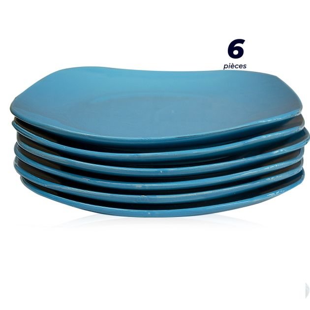 assiettes-carrées-lourdes---set-de-6-pièces---10.552uareco---céramique---bleu