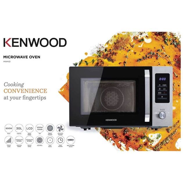 micro-onde-grill-avec-cuisson-par-convection---kenwood---mwm31---2500w---30l---noir/argent---6-mois