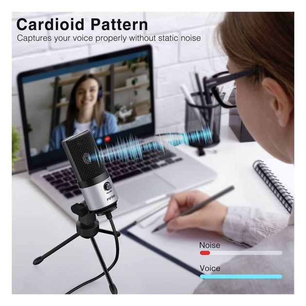 microphone-à-condensateur-en-métal---fifine-usb---k669b---pour-l'enregistrement-des-voix---argent