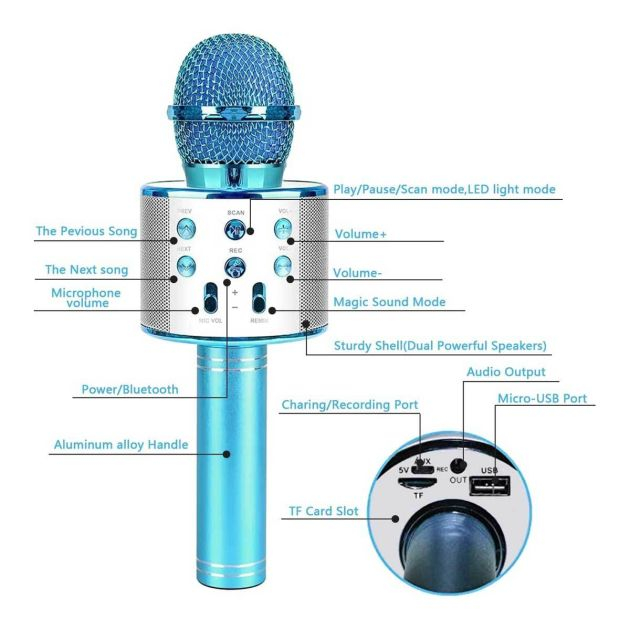 microphone-de-karaoké-sans-fil-bluetooth--appareil-de-karaoké-portable-à-main--pour-enfants-adultes-bleu