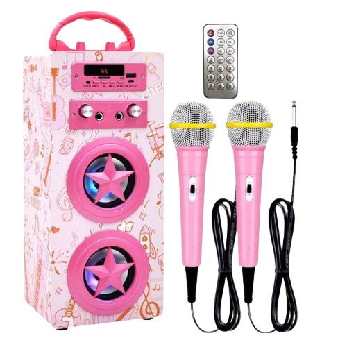 karaoké-bluetooth-pour-enfants-kidsonor---2-microphones-pour-enfants-adultes---home-party-rose