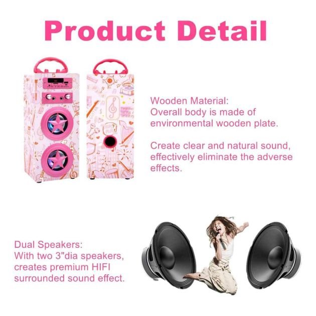 karaoké-bluetooth-pour-enfants-kidsonor---2-microphones-pour-enfants-adultes---home-party-rose