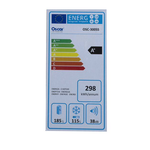 réfrigérateur-double-battant---oscar---300-litres---osc-300ss---classe-climatique-st/t---gris