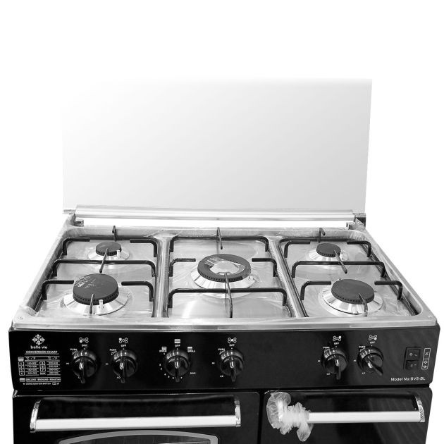 cuisinière-5-feux---belle-vie---50-x-90-cm---avec-port-bouteille-à-gaz---noir---garantie-de-6-mois