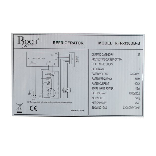 réfrigérateur-combiné---roch---rfr-330-db--b--254l--gris---garantie-6-mois