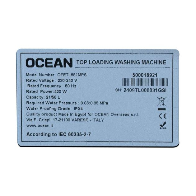 machine-à-laver-automatique---ocean---8kg---ofetl-881mps---chargement-par-le-haut---garantie-6-mois