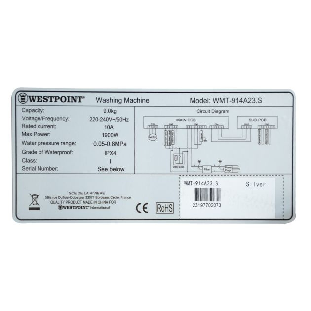 machine-à-laver-automatique---westpoint---9kg---inverter---wmt-914a23---1900w---argent---garantie-06-mois