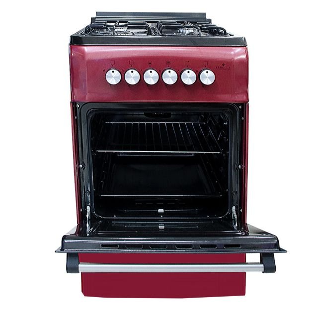 cuisinière-à-gaz-eurolux---classique---4-feux---50-x-55-cm---rouge---allumage-manuel---6-mois-de-garantie