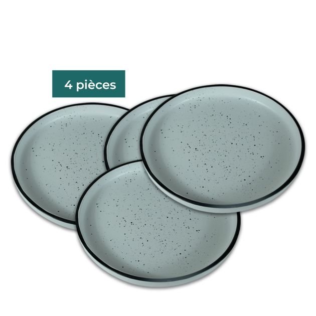 service-de-table-12-pièces-en-grès-résistant---atmosphere-of-art---ref56---4-grandes-assiettes-rondes-27-cm---4-assiettes-à-dessert-20-cm---4-bols-18-cm---blanc-avec-bord-noir