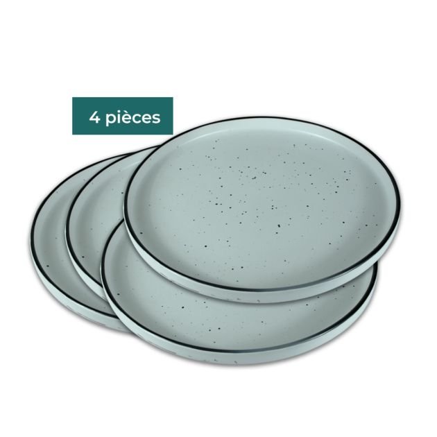 service-de-table-12-pièces-en-grès-résistant---atmosphere-of-art---ref56---4-grandes-assiettes-rondes-27-cm---4-assiettes-à-dessert-20-cm---4-bols-18-cm---blanc-avec-bord-noir