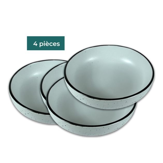 service-de-table-12-pièces-en-grès-résistant---atmosphere-of-art---ref56---4-grandes-assiettes-rondes-27-cm---4-assiettes-à-dessert-20-cm---4-bols-18-cm---blanc-avec-bord-noir