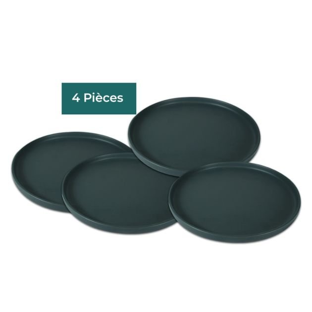service-de-table-12-pièces-en-grès-résistant---novel---ref57---4-grandes-assiettes-rondes-27-cm---4-assiettes-à-dessert-20-cm---4-bols-18-cm---gris-foncé