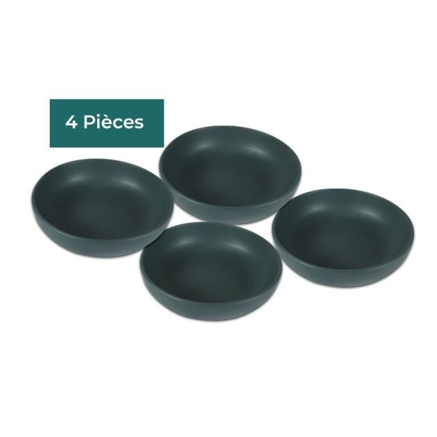 service-de-table-12-pièces-en-grès-résistant---novel---ref57---4-grandes-assiettes-rondes-27-cm---4-assiettes-à-dessert-20-cm---4-bols-18-cm---gris-foncé