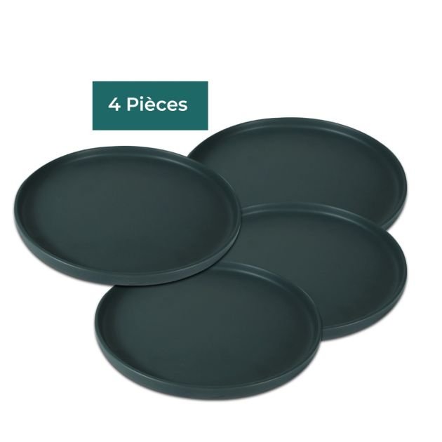 service-de-table-12-pièces-en-grès-résistant---novel---ref57---4-grandes-assiettes-rondes-27-cm---4-assiettes-à-dessert-20-cm---4-bols-18-cm---gris-foncé
