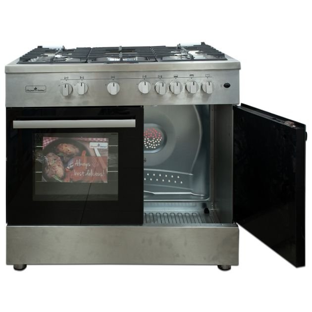 cuisiniere-a-gaz-semi-professionnelle-superflame-sfkbc-90605g-90x60-cm-5-bruleurs-four-a-gaz-avec-grill-rotissoire-compartiment-bouteille-de-gaz-inclus-minuterie-mecanique-inox-garantie-6-mois-7842