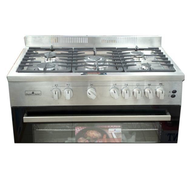 cuisiniere-a-gaz-semi-professionnelle-superflame-sfksc-90605g-5-bruleurs-90x60-cm-four-a-gaz-avec-grill-rotissoire-inox-minuterie-mecanique-tiroir-chauffe-plat-garantie-6-mois-7843