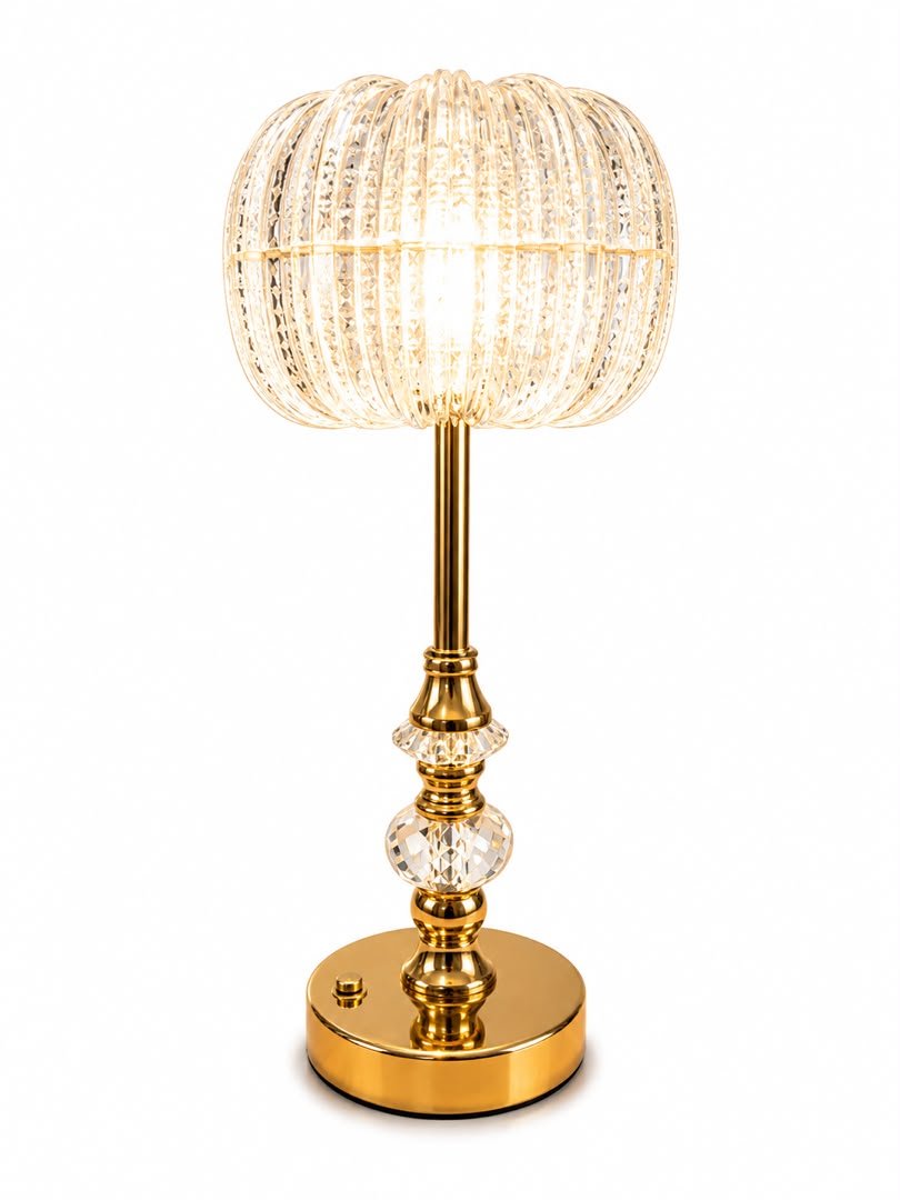 lampe-de-table-cristal-dore-abat-jour-tambour-7960