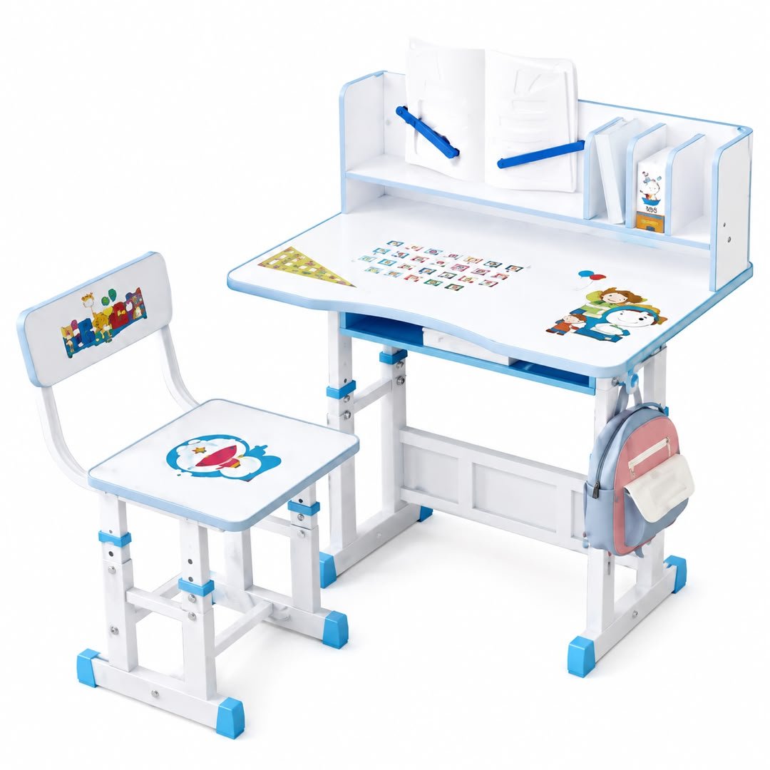 bureau-chaise-enfant-reglables-blancbleu-8162