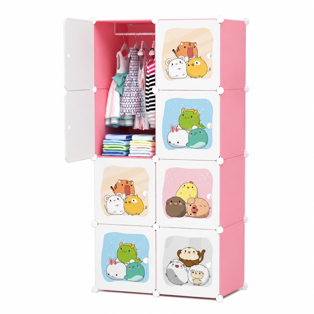 armoire-modulaire-enfant-8-cubes-rose-animaux-kawaii-8182