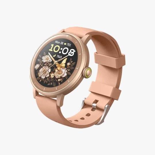 montre-connectee-elegante-dore-cadran-floral-8219