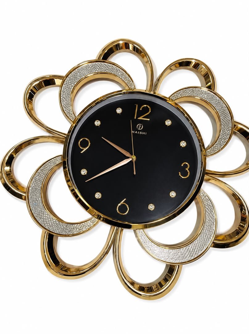 horloge-murale-de-luxe-design-fleur-doree-avec-strass-marque-haishi-8246